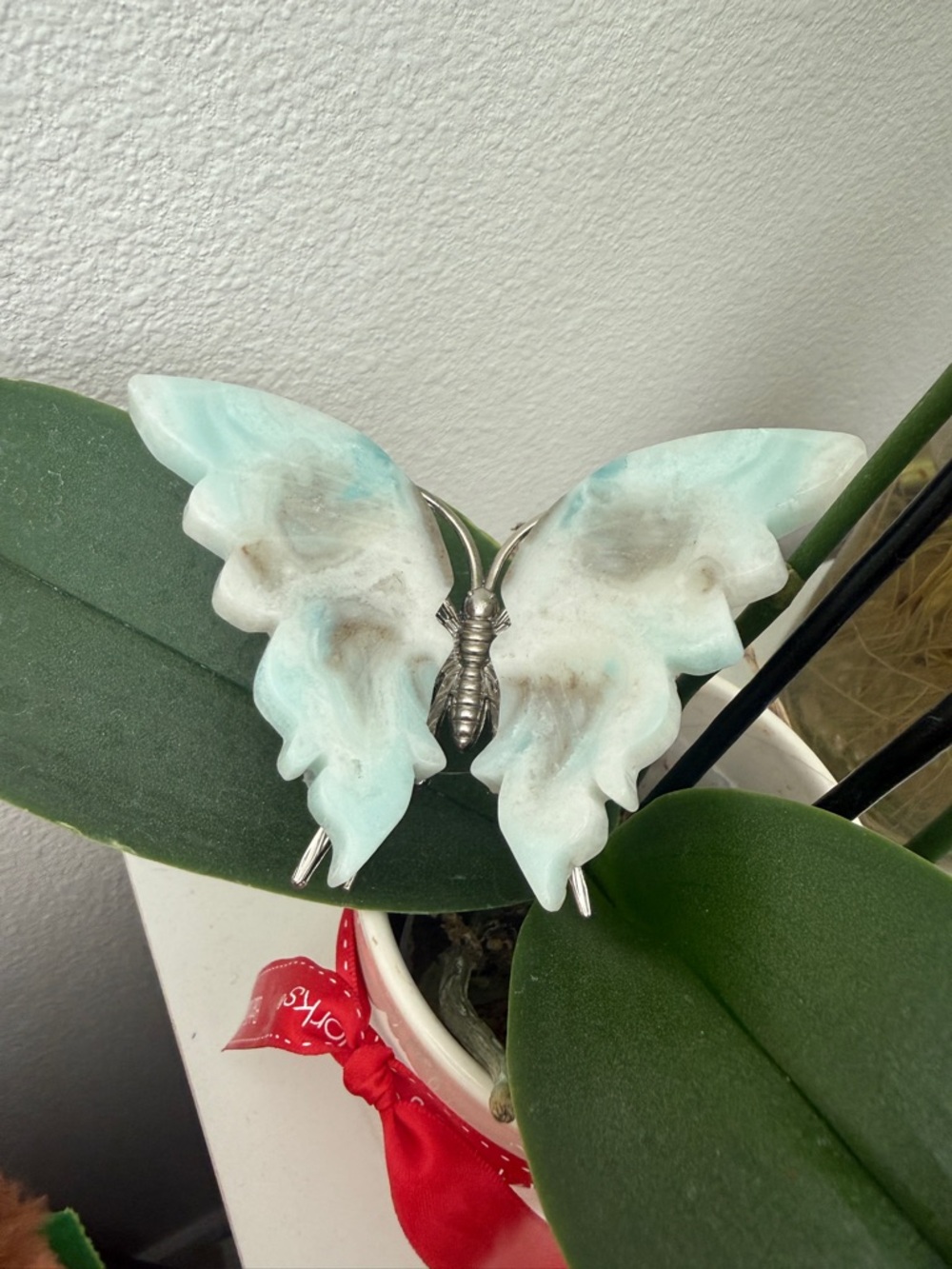 Hand-Carved Caribbean Calcite Butterfly – Blue Aragonite & Ocean Calcite Crystal - Picture 3 of 6